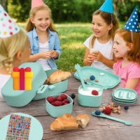 Broodtrommel - Lekvrije Bento Lunchbox voor kinderen incl. 6 delige stansset - Duurzame lunchbox - Lunchbox met vakjes